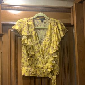 NWOT PAIGE Trista Blouse Tumeric Multi Silk Blouse Size X-Small